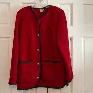 LL Bean Women’s vintage pure wool jacket-Red